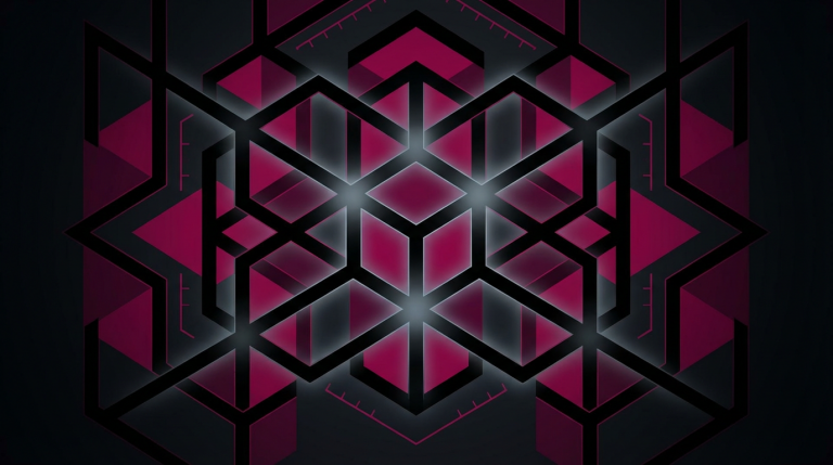 Decision Guide - Professional 16:9 hero banner. Ultra high resolution. A visually striking abstract geometric pattern that symbolises structured decision-making and strategic planning for educational environments. The pattern features interlocking, clean lines and shapes, with some elements subtly resembling a checklist or a flow chart. Dominant colours are a deep #E2087E and #000000, with a precise, focused accent glow of #737373 illuminating key intersection points and edges. The overall mood is authoritative and clear, reflecting a trusted partner in educational furniture procurement. The composition avoids human subjects, focusing on the metaphorical representation of a complex choice being simplified. Style: Conceptual fine art photography.