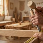 early years furniture - Professional 16:9 hero banner for "early years furniture". Ultra high resolution. Feature hands actively working through a step-by-step process with tools of the trade. #737373 (accent color) accent lighting illuminates key elements. The setting is a warm, inviting learning environment. Style: fine art photography with precise, controlled lighting, clean composition, aspirational. Avoid: Groups around holographic tables, generic tech aesthetics, cold blue tones, stock photo look, text overlays, cluttered compositions, watermarks.