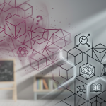 Myths vs. Facts - Professional 16:9 hero banner. Ultra high resolution. A visually striking composition featuring two distinct, interconnected geometric patterns on a clean, educational-themed background. One pattern, representing 'myths,' is slightly distorted and fragmented, with elements in a muted, hazy #E2087E (magenta) tone, hinting at confusion. The other, representing 'facts,' is sharp, structured, and clear, with elements in #000000 (black) and illuminated by a precise, guiding accent glow of #737373. The background subtly includes blurred elements of child-friendly furniture (e.g., a small chair or table leg) suggesting the early years setting, but the focus is on the abstract clarity versus distortion. Style: Conceptual, architectural photography with strong lines and dramatic, directional lighting.