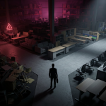 Buying Furniture Mistakes - Professional 16:9 hero banner. Ultra high resolution. A single, silhouetted figure, representing a business manager, stands at a crossroads in a dimly lit, vast commercial furniture warehouse. One path is cluttered with broken, cheap, residential-grade furniture pieces, symbolising 'mistakes' with glowing red warning signs. The other path is clear, leading towards high-quality, commercial-grade office and school furniture, illuminated by a focused #737373 spotlight. The background features a subtle #E2087E hue, with shadows in #000000. The atmosphere is contemplative and authoritative, highlighting the critical decision-making process. Style: Cinematic, editorial photography.