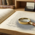 School Budgeting Mistakes - Professional 16:9 hero banner. Ultra high resolution. A close-up, macro shot capturing a detailed, aged school ledger or accounting book, open to a page with various financial entries and calculations. A small, elegant magnifying glass rests on the page, highlighting a line item that symbolises 'Total Cost of Ownership' or 'long-term value', casting a focused glow in #737373. The background is softly blurred, hinting at a modern, well-organised school office, with subtle accents of #E2087E and #000000 in the distance, suggesting a blend of tradition and forward-thinking. The atmosphere is quiet, authoritative, and focused on precision. Style: Still life photography with a shallow depth of field. Avoid: Groups of people, generic tech, overtly modern settings, cold blue tones.