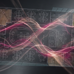 Workplace Productivity and Wellbeing - Professional 16:9 hero banner. Ultra high resolution. An abstract yet grounded visual representing the intersection of 'workplace productivity' and 'wellbeing' through intelligent office design. Imagine a subtly illuminated, structured blueprint or schematic of a modern, flexible office floor plan, overlaid with organic, flowing lines and soft, natural textures (like wood grain or subtle foliage patterns). The blueprint elements should glow with a sophisticated #737373 light, suggesting precision and strategic planning, while the organic, wellbeing-focused elements are highlighted with a vibrant #E2087E hue, creating a harmonious balance. The overall atmosphere is authoritative and forward-thinking, with a focus on organised complexity. Style: Architectural conceptual rendering with fine art photography elements. Avoid: Groups of people, generic office interiors, cold blue tones, text overlays.