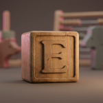Early Years Furniture in a Nursery - Professional 16:9 hero banner. Ultra high resolution. A close-up, macro shot of a child's building block, specifically a wooden letter 'E' (for Early Years) with a softly blurred background showing other colourful, child-friendly educational toys. The 'E' block is illuminated by a subtle, warm accent glow of #737373, highlighting its smooth, worn texture, symbolising durability and foundational learning. A faint, soft light in #E2087E subtly catches the edges of the background toys, representing creativity and play. The overall mood is authoritative yet nurturing, reflecting Cost Cutters UK's expertise in educational supplies. Style: Fine art still life photography with shallow depth of field. Avoid: Groups of children, overly bright primary colours, generic classroom scenes, text overlays.
