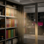 Workplace Storage Mistakes - Professional 16:9 hero banner. Ultra high resolution. A meticulously organised, industrial-style storage cabinet, partially open, revealing colour-coded files and equipment. A single, focused beam of light in brand accent colour #737373 illuminates a section, highlighting order and clarity amidst potential chaos. The background is a subtly blurred modern office or school storage area, with hints of brand primary colour #E2087E and complementary accents #000000 in the distance, representing the structured environment Cost Cutters UK provides. The scene evokes a sense of problem-solving and expertise. Style: Editorial photography, with sharp focus and depth of field. Avoid: Groups around holographic tables, generic tech aesthetics, text overlays, cold blue tones, stock photo clichés.