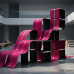 School Furniture Budgets - Professional 16:9 hero banner. Ultra high resolution. A sophisticated, abstract geometric pattern representing strategic financial planning and long-term investment in an educational setting. Dynamic, interlocking shapes in shades of #E2087E and #000000, with key structural lines and glowing accents in #737373, forming a visual metaphor for a well-managed school furniture budget. The composition suggests growth, stability, and optimised resource allocation within a clean, modern school environment, without showing any people. The overall mood is authoritative and forward-thinking, reflecting Cost Cutters UK's expertise. Style: Fine art architectural photography with dramatic, controlled lighting.