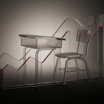 Budgeting for School Furniture - Professional 16:9 hero banner. Ultra high resolution. A visually striking abstract geometric pattern that symbolises strategic financial planning and long-term value in education. The composition features interconnected, translucent layers representing 'Total Cost of Ownership' (TCO) and 'Return on Investment' (ROI) graphs, subtly integrated with stylised outlines of school furniture (e.g., a chair, a desk). The primary lighting emanates from behind the geometric structures with a subtle glow in #737373, casting a soft, authoritative light. Secondary elements are highlighted with accents of #E2087E, and deep shadows in #000000 provide depth and structure. The overall atmosphere is clean, conceptual, and forward-thinking, reflecting strategic decision-making for UK schools. Style: Conceptual fine art photography with precision detailing. Avoid: Groups around holographic tables, generic tech aesthetics, text overlays, cold blue tones, stock photo clichés.